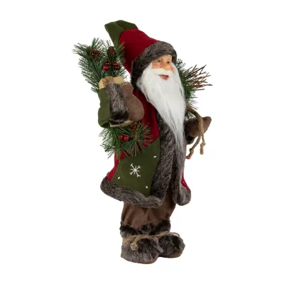 16'' Country Santa Claus with Snowflake Jacket Standing Christmas Figure