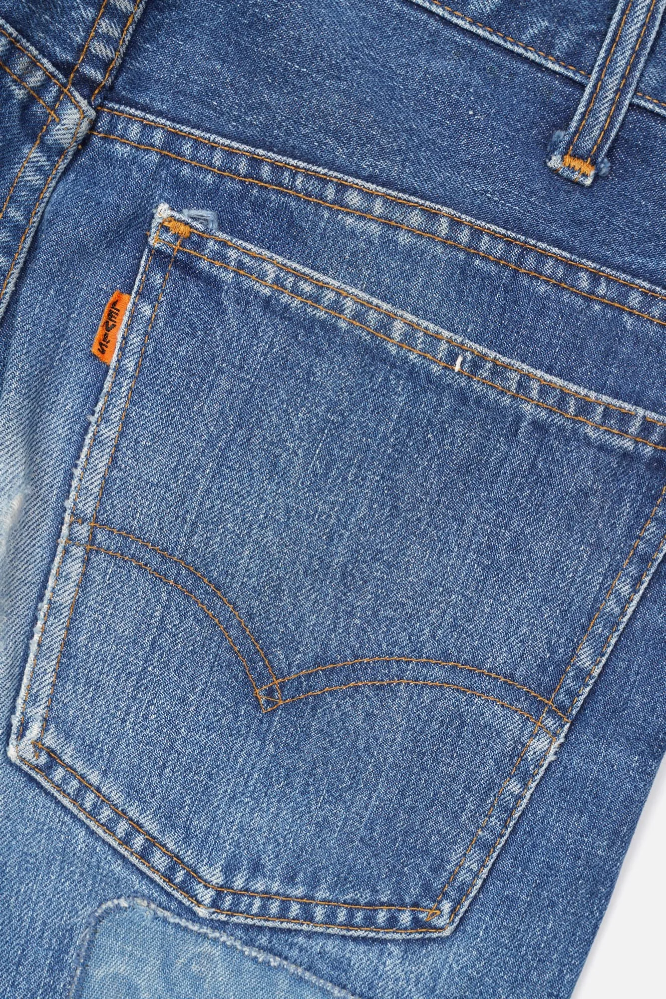 1960s Levis Patched Repaired Orange Tab Big E Flared Jeans (W31)