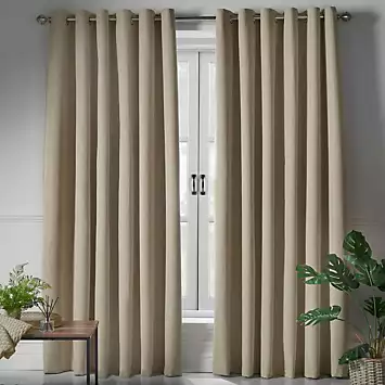 Alan Symonds Linen Look Pair of Blackout Eyelet Curtains | Kaleidoscope