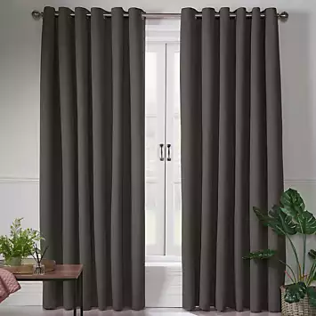 Alan Symonds Linen Look Pair of Blackout Eyelet Curtains | Kaleidoscope