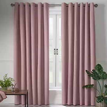 Alan Symonds Linen Look Pair of Blackout Eyelet Curtains | Kaleidoscope