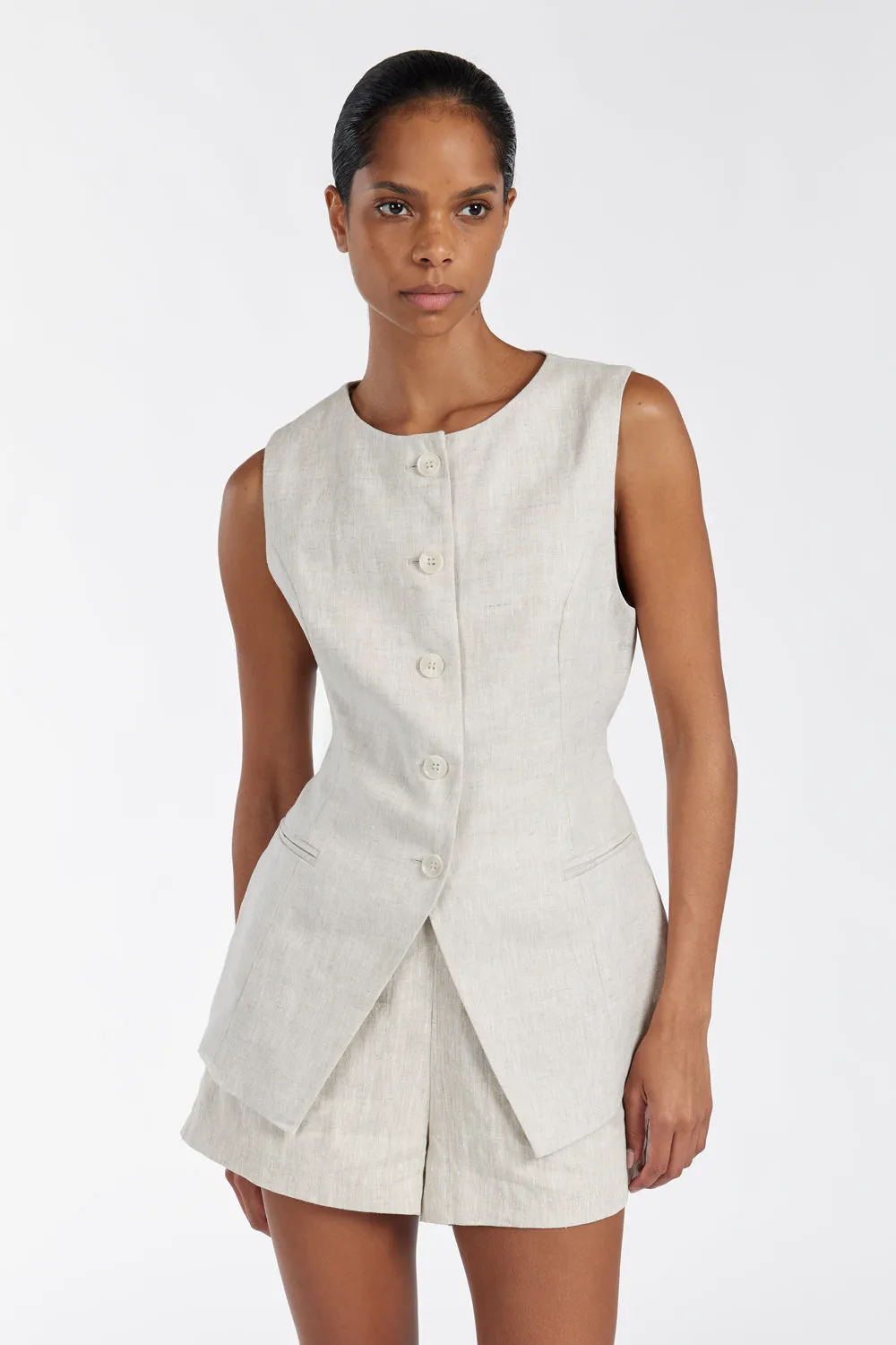 ALESSIA NATURAL LINEN VEST