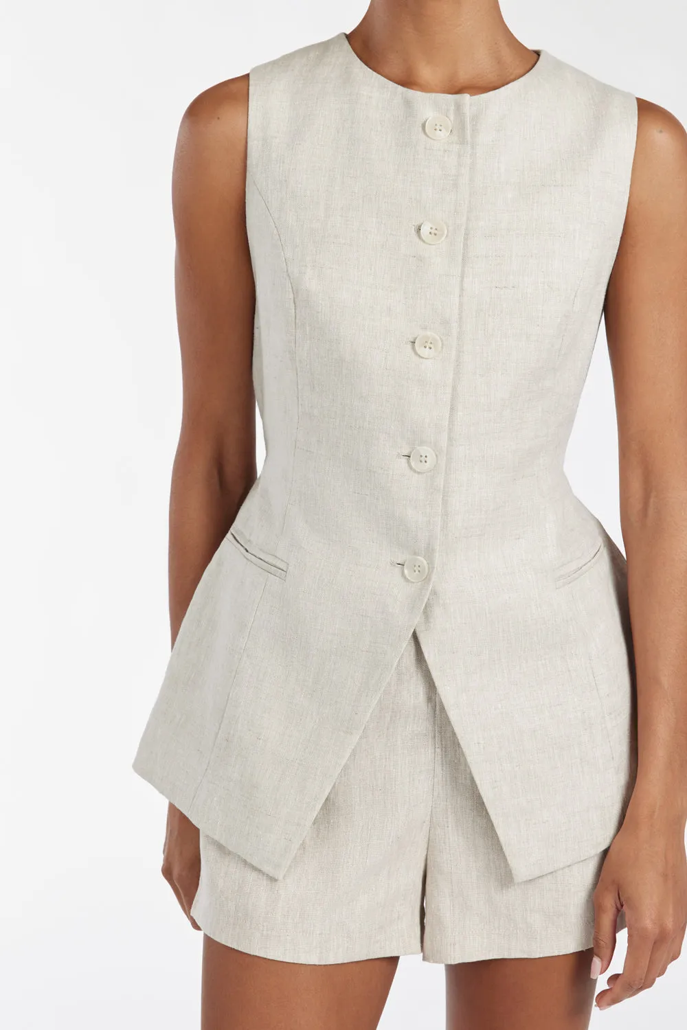 ALESSIA NATURAL LINEN VEST