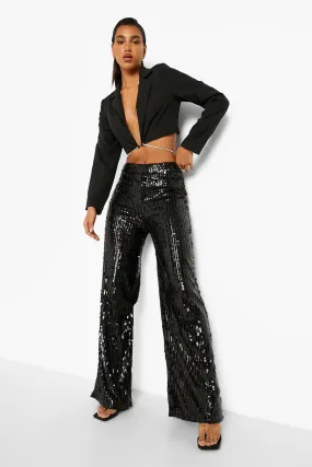 All Over Sequin Wide Leg Pants