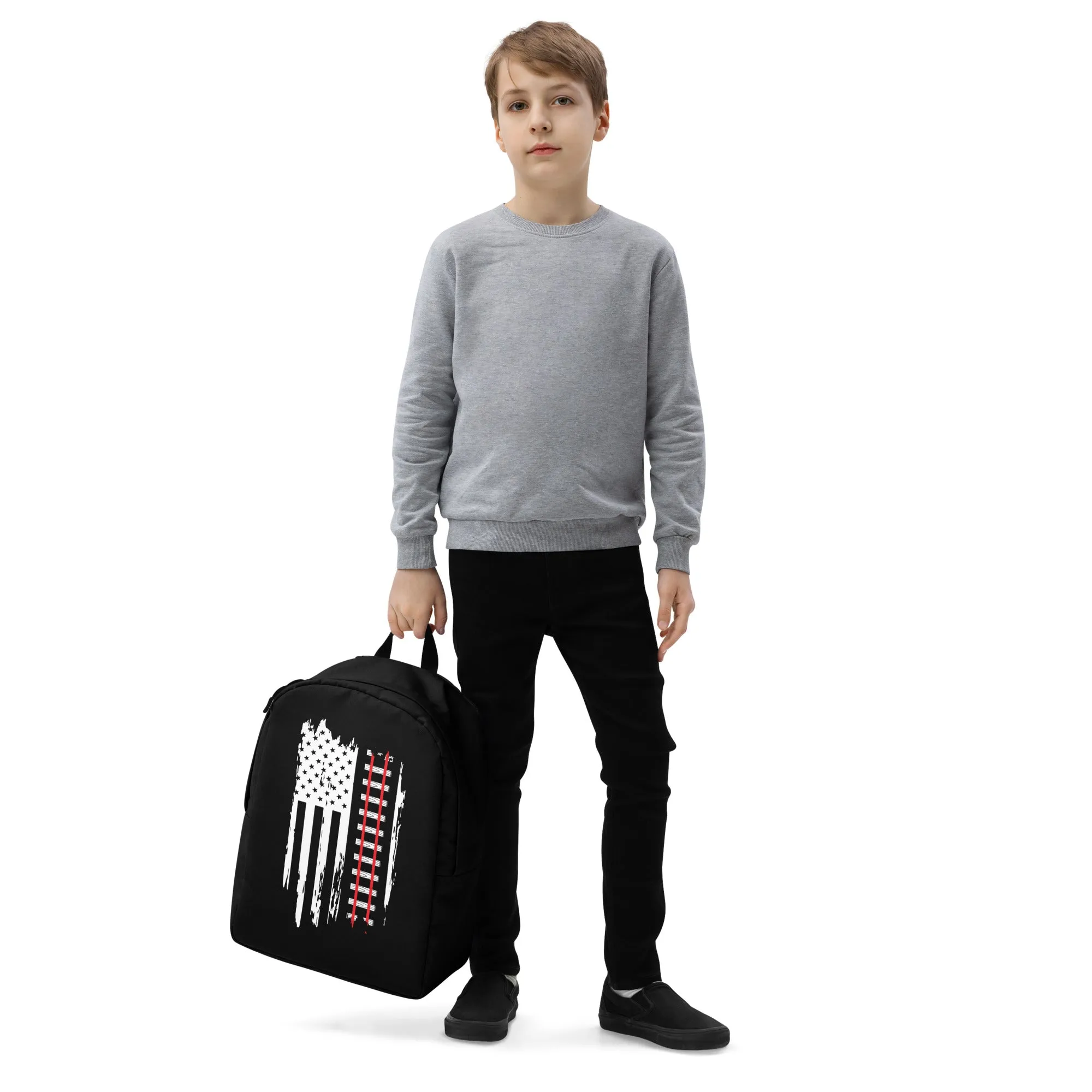 American Flag Train Tracks Minimalist Backpack