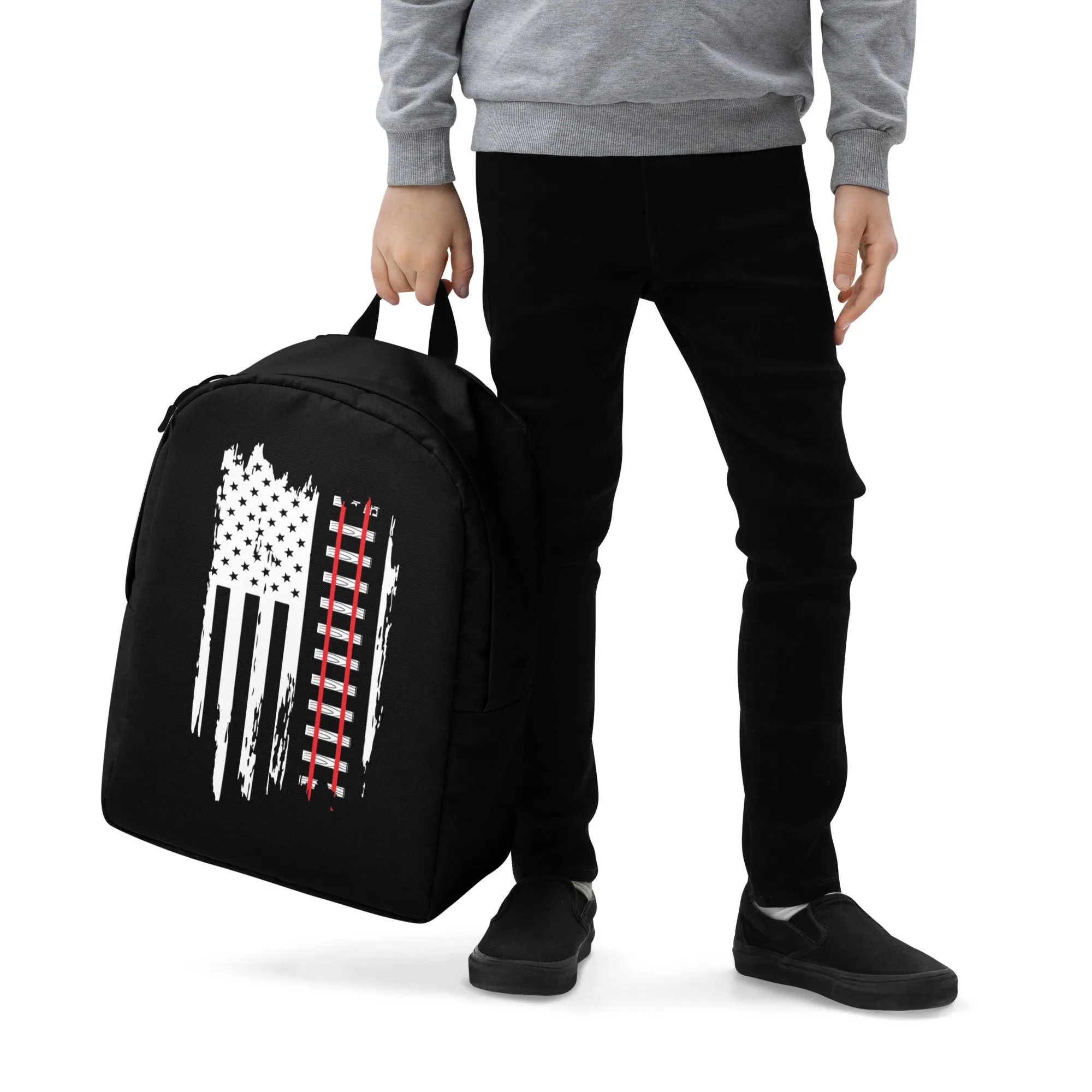 American Flag Train Tracks Minimalist Backpack