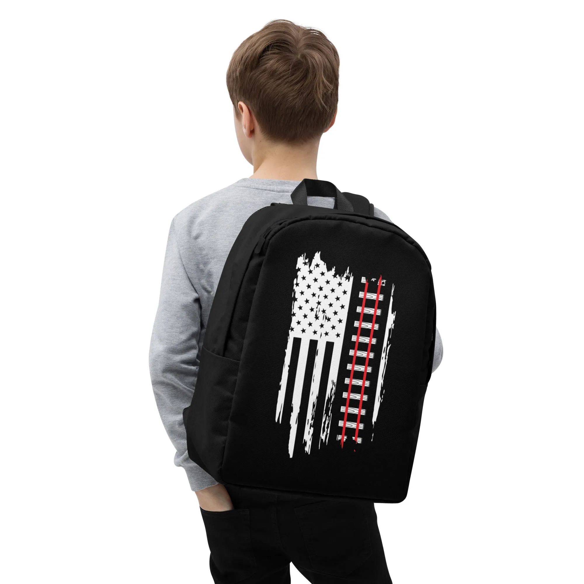 American Flag Train Tracks Minimalist Backpack