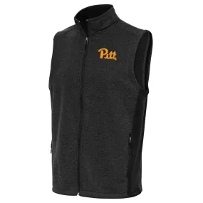 Antigua Pitt Panthers Heather Black Course Full-Zip Vest