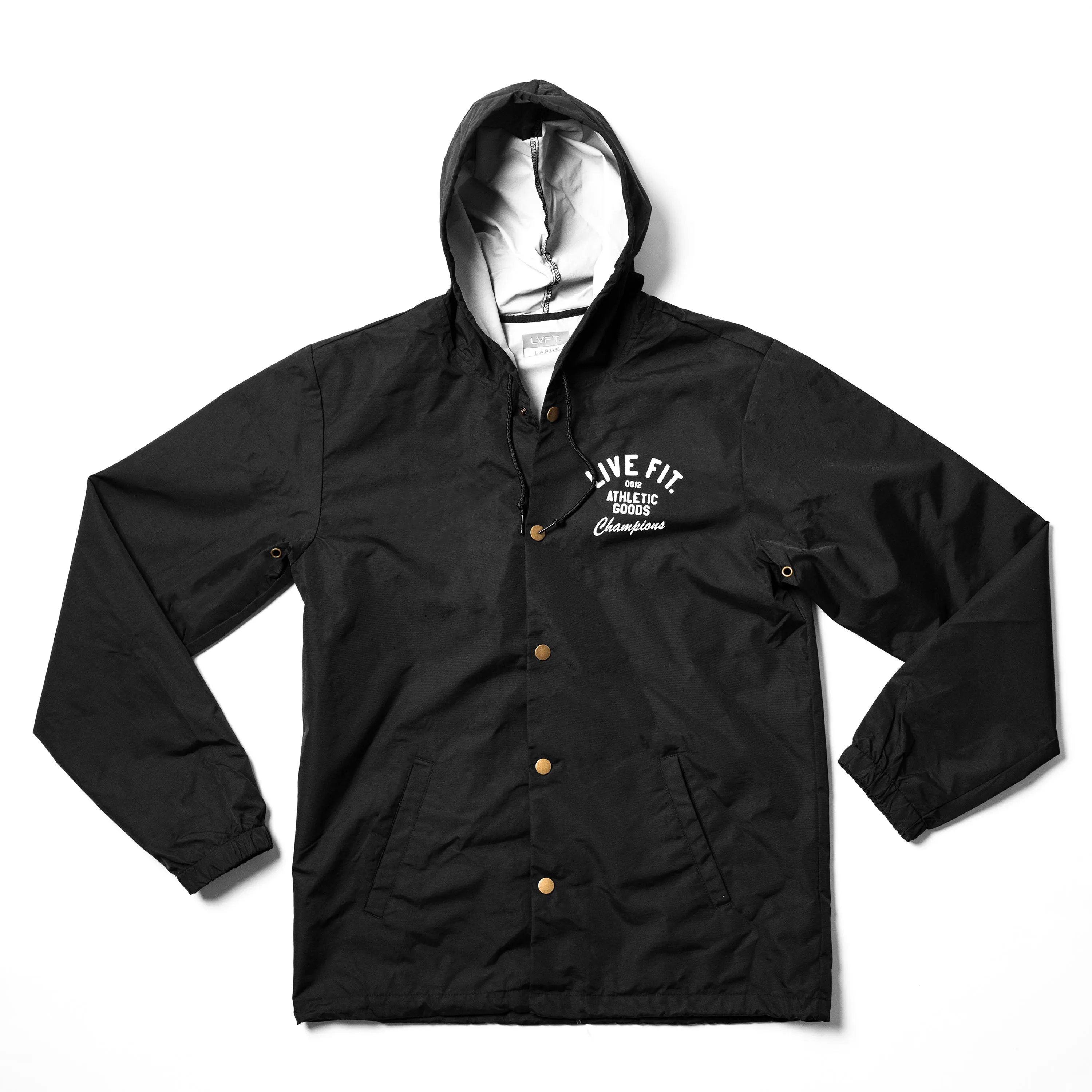 Athletic Goods Hooded Coach Jacket - Black/White