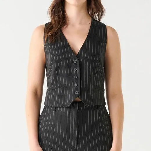 Black Tape Button Front Vest