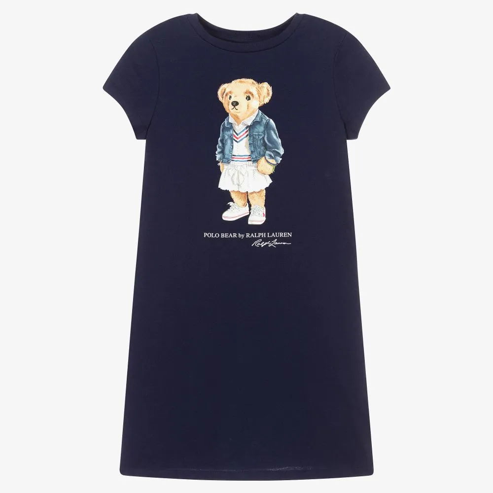 Blue Polo Bear Cotton Dress