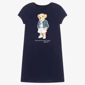 Blue Polo Bear Cotton Dress