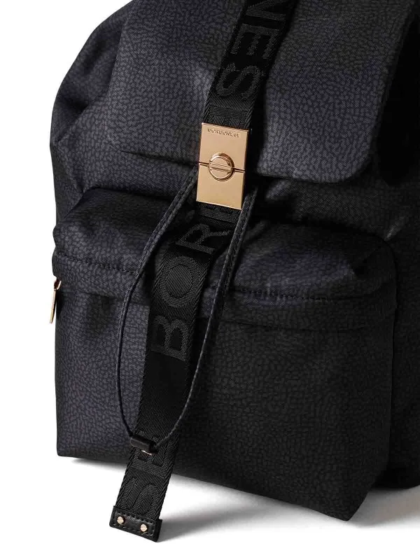 Borbonese Medium Black Op Fabric Backpack