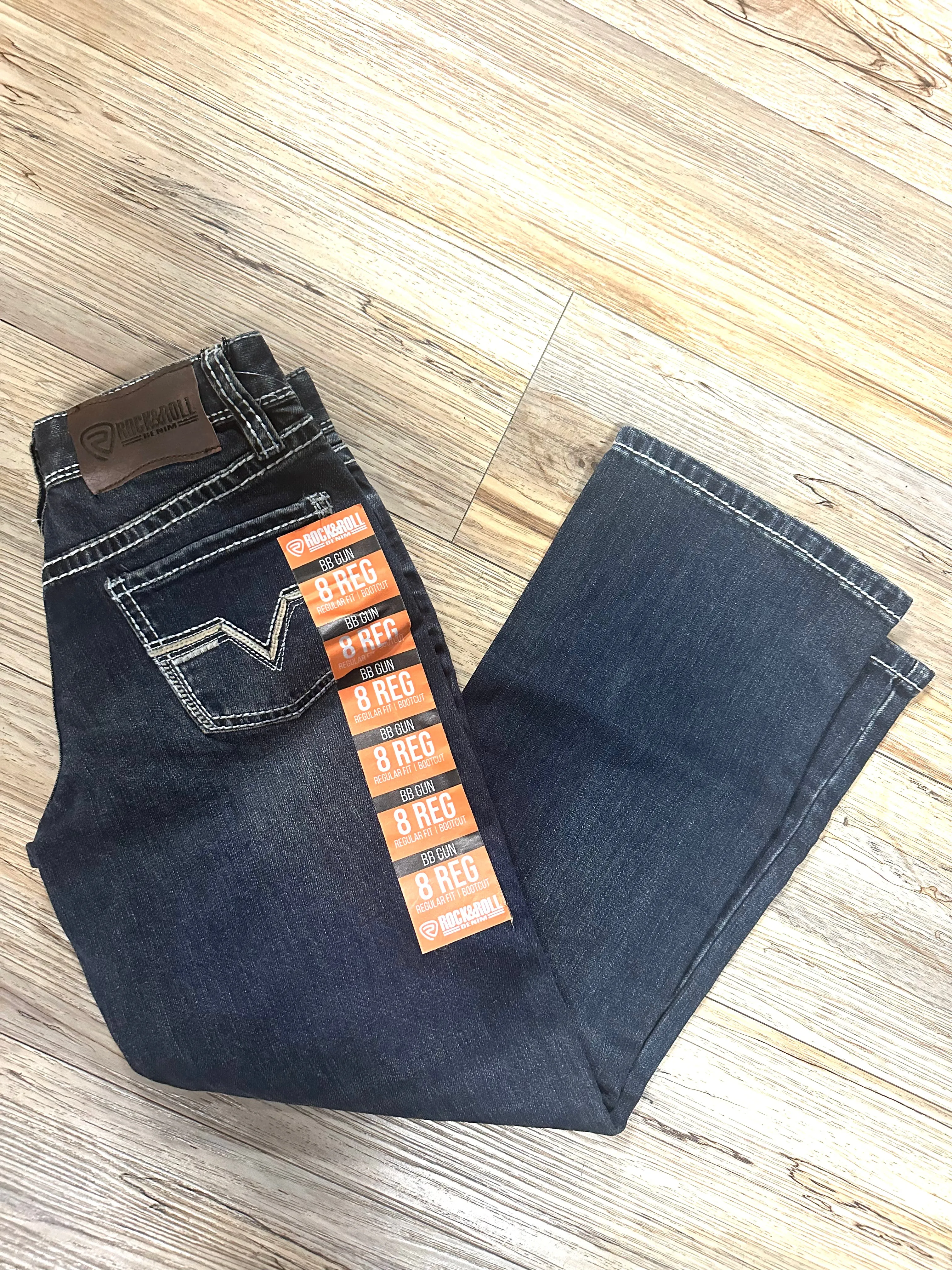 BOYS TWO TONE V EMB DARK VINTAGE JEANS ROCK & ROLL |RRBD0BR0LL