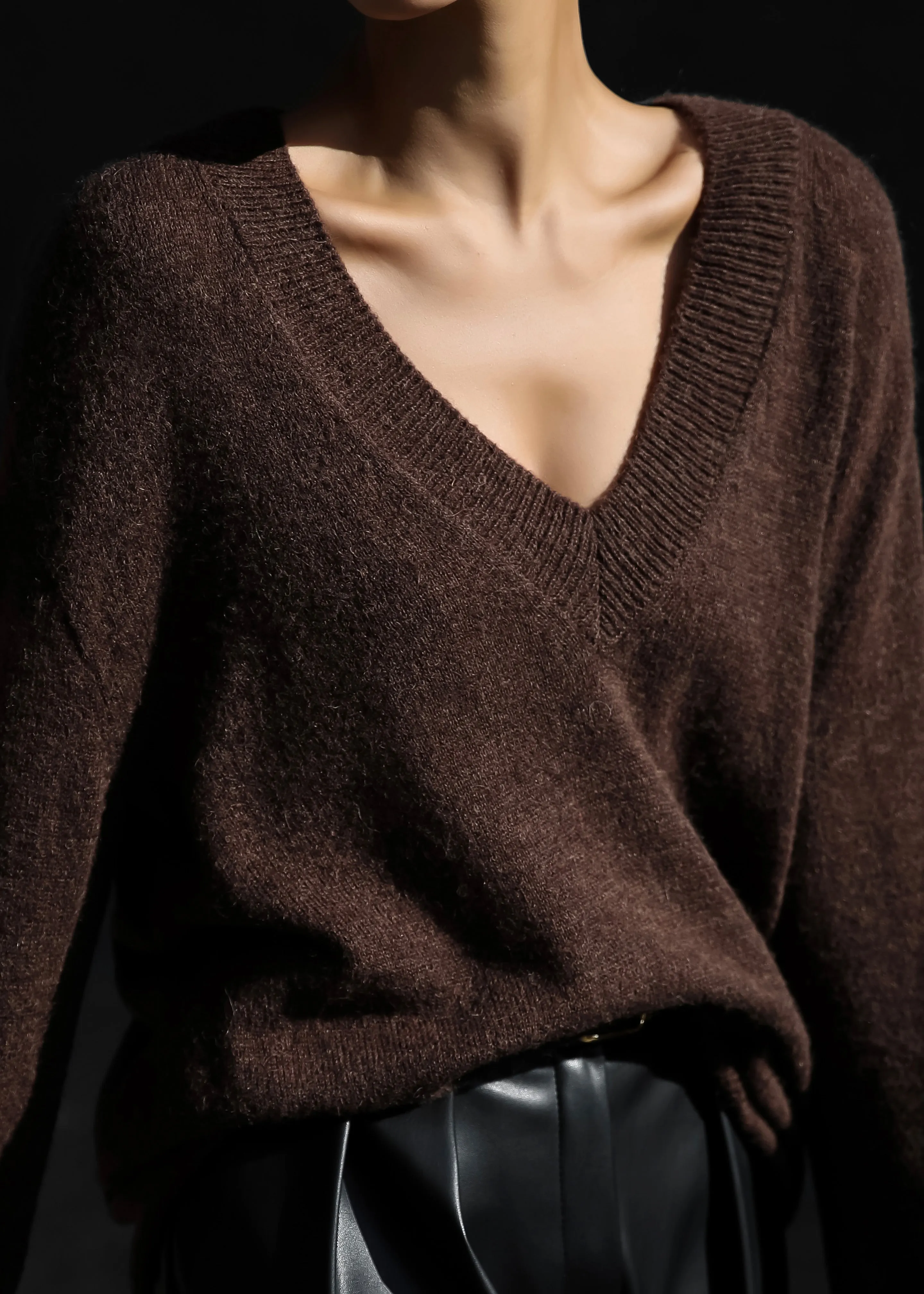 Brayden V Neck Sweater - Brown