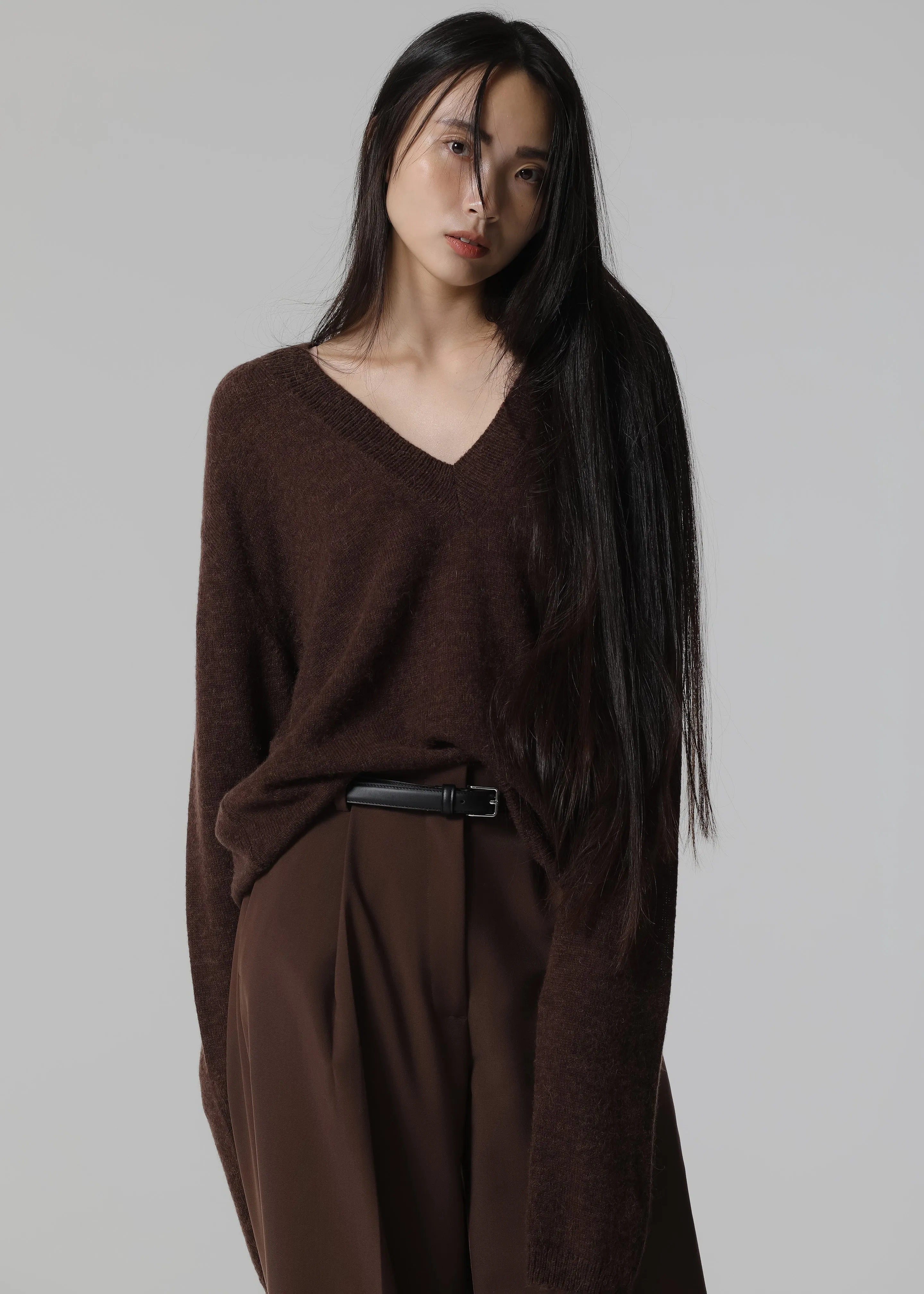 Brayden V Neck Sweater - Brown