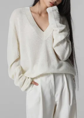 Brayden V Neck Sweater - Cream