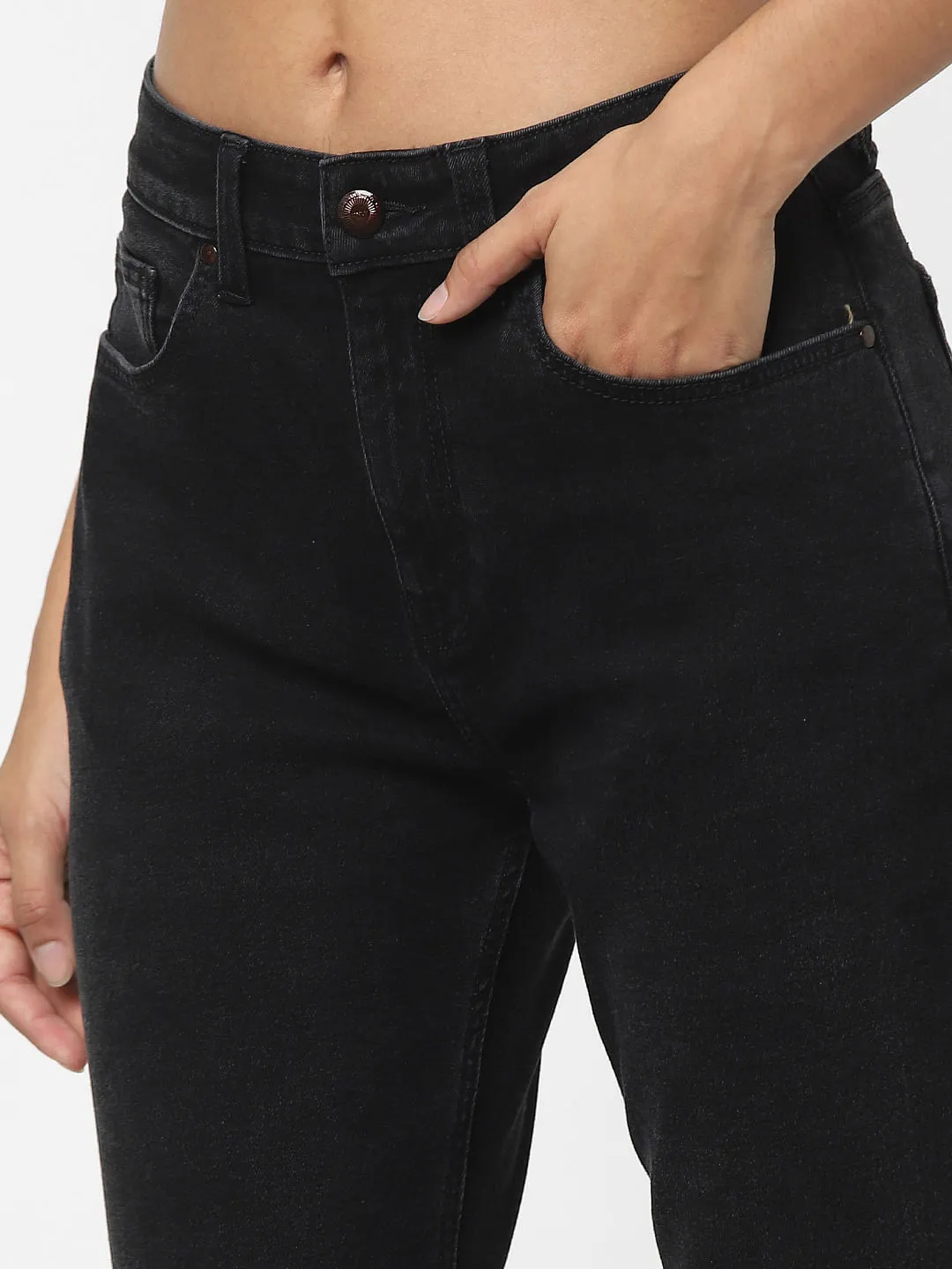 Buy Black High Waist Faded Straight Jeans for Women Online - ONLY