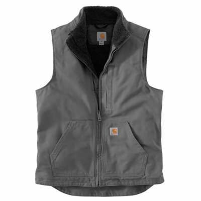 Carhartt Men's Sherpa Lined Mock Neck Vest in Gravel