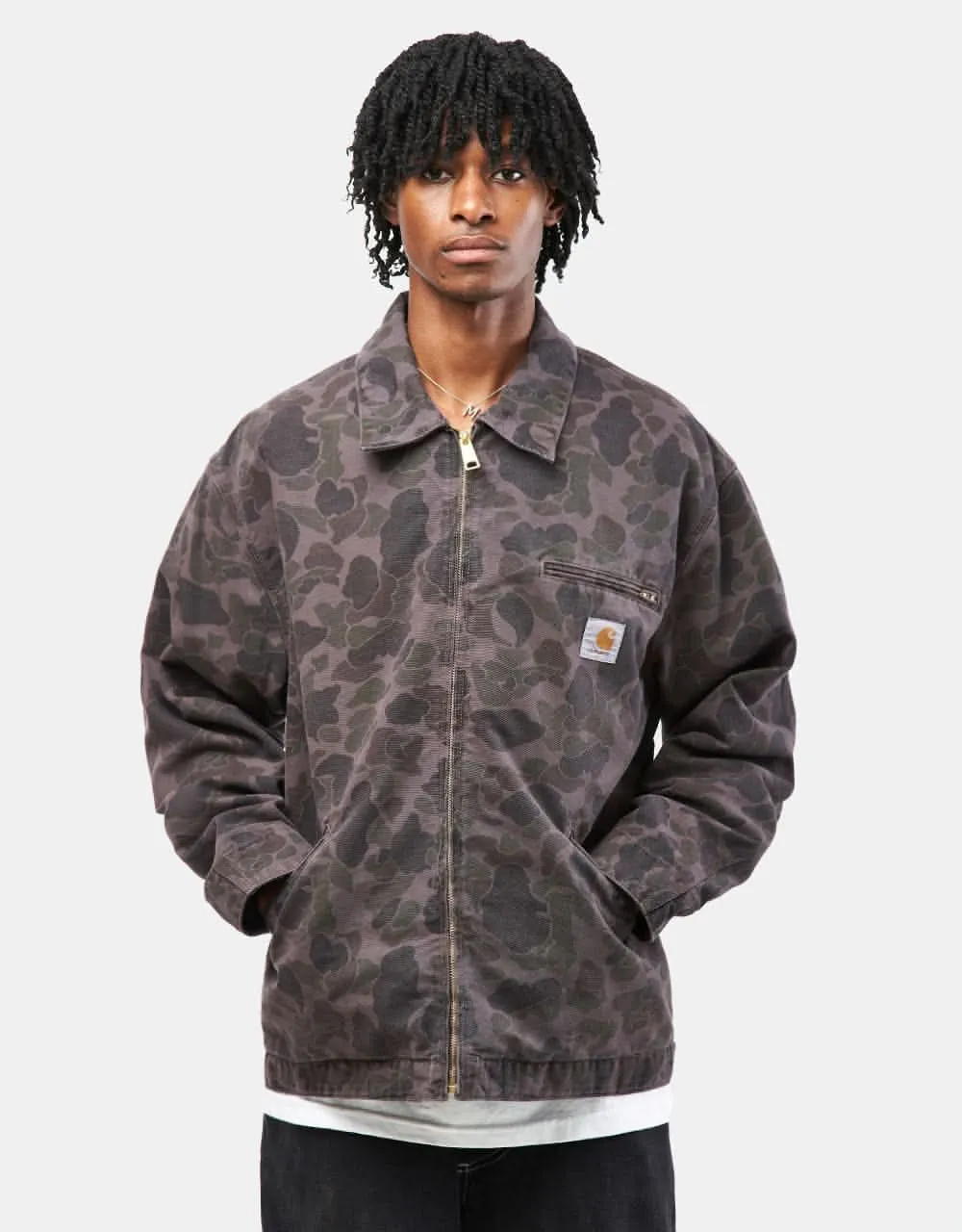 Carhartt WIP Duck Detroit Jacket - Camo Duck/Green/Graphite (Garment Dyed)