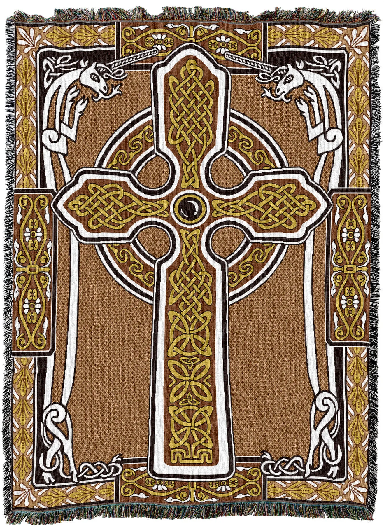 Celtic Unicorn Cross Tapestry Blanket