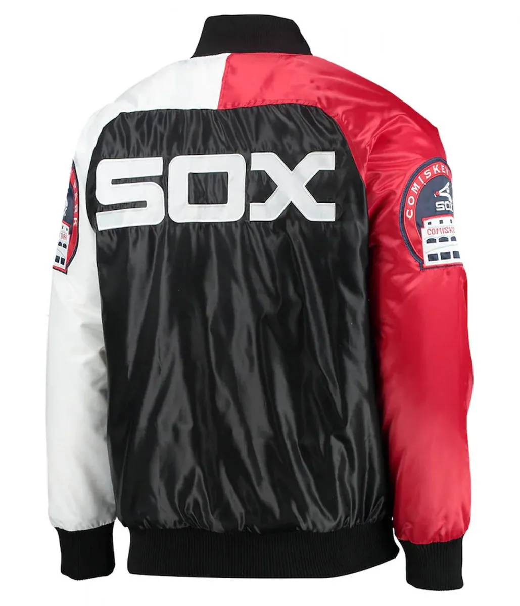 Chicago White Sox Navy Blue and Red Full-Snap Satin Jacket