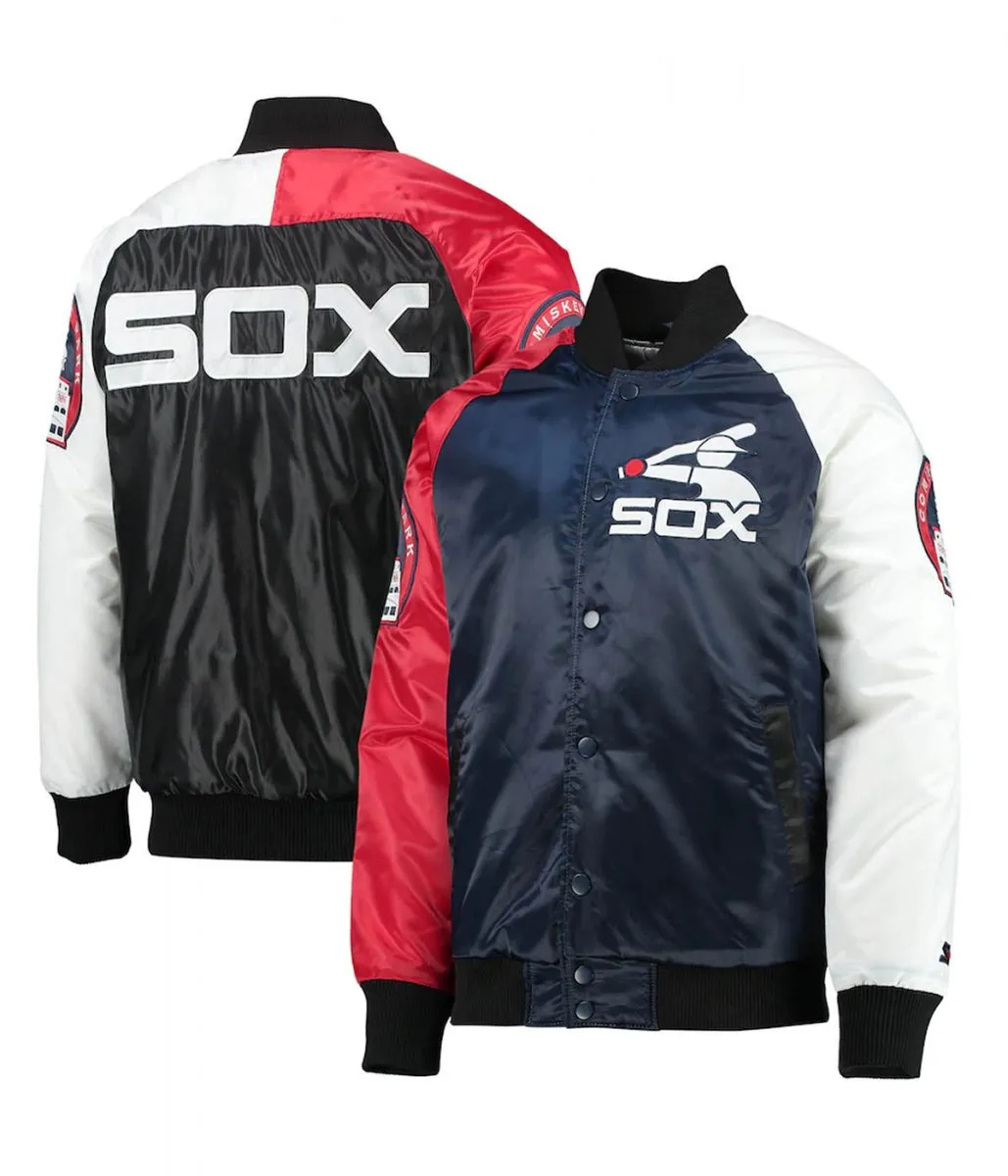 Chicago White Sox Navy Blue and Red Full-Snap Satin Jacket