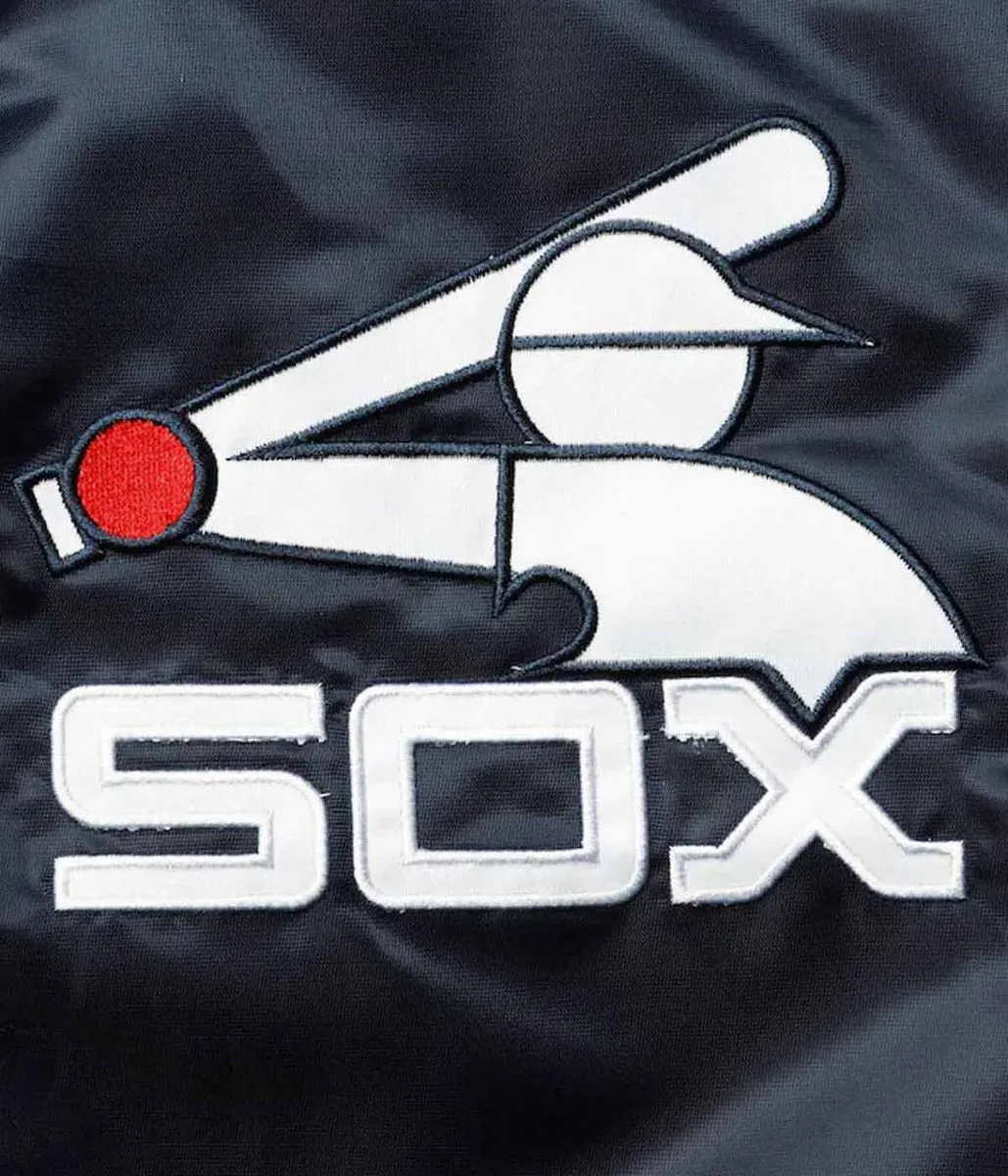 Chicago White Sox Navy Blue and Red Full-Snap Satin Jacket