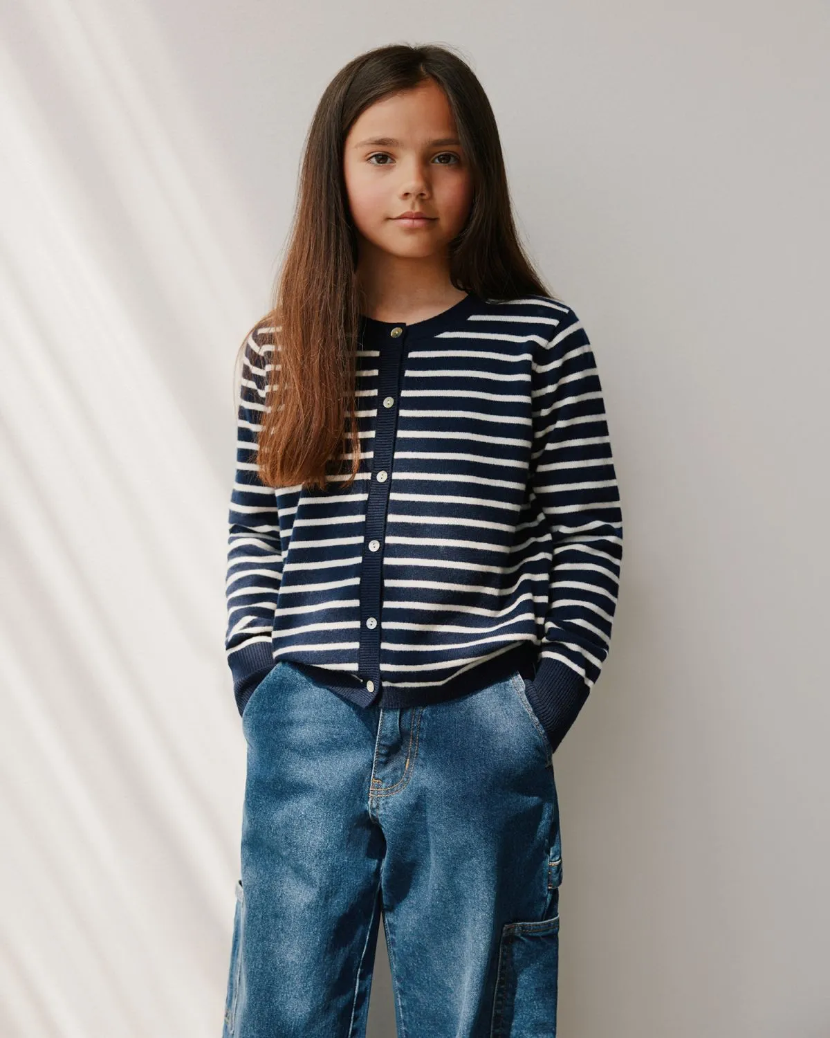 CISSESY STRIPE CARDIGAN - Dark Blue striped