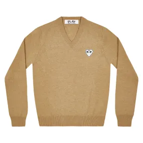 COMME des GARONS PLAY White Heart Patch Sweater - Natural