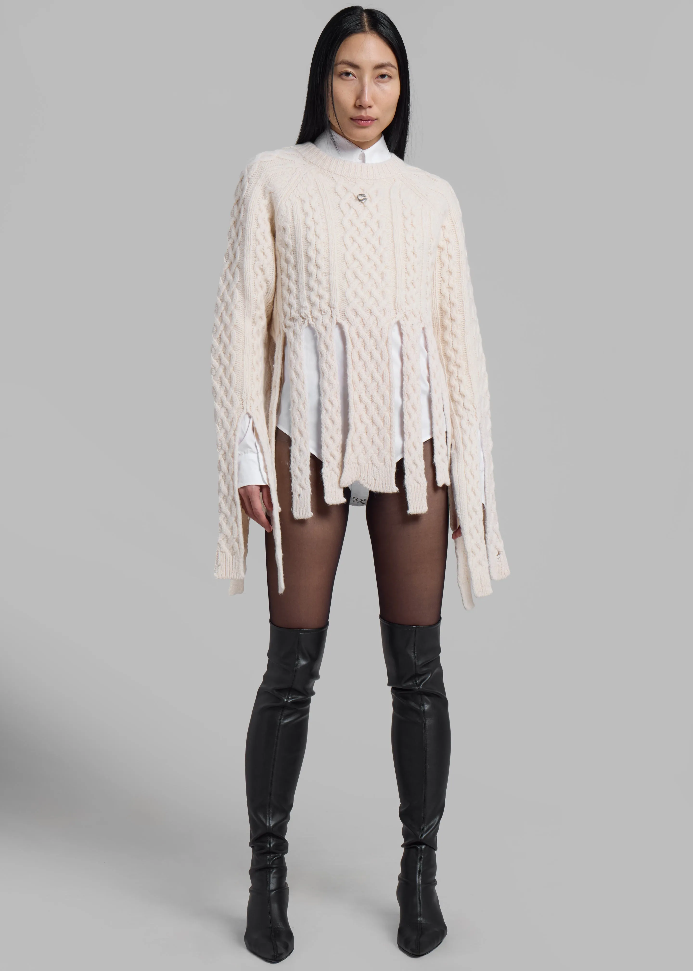 Coperni Shredded Knit Sweater - Beige