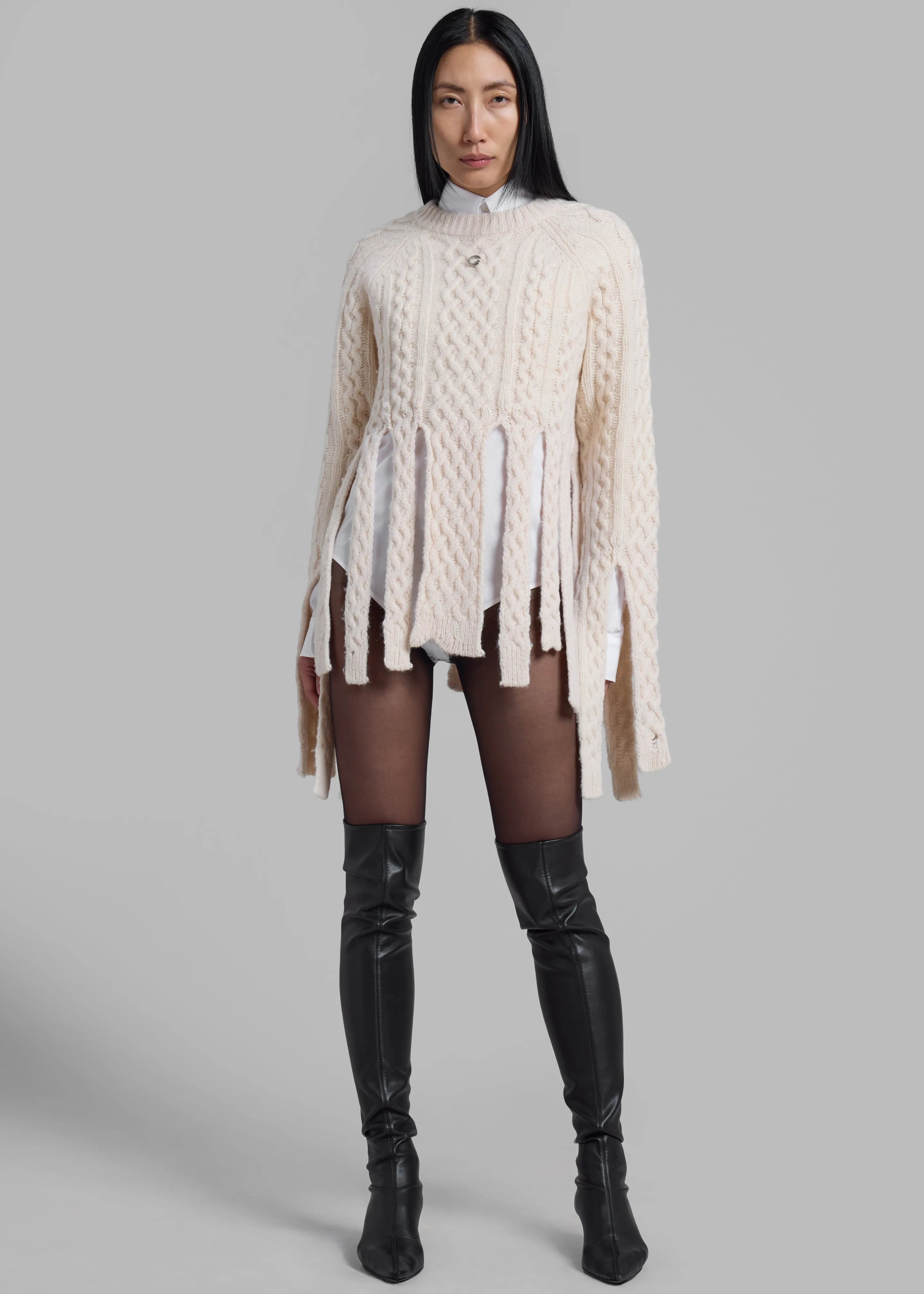 Coperni Shredded Knit Sweater - Beige