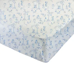 Crib Sheet | Blue Toile De Jouy