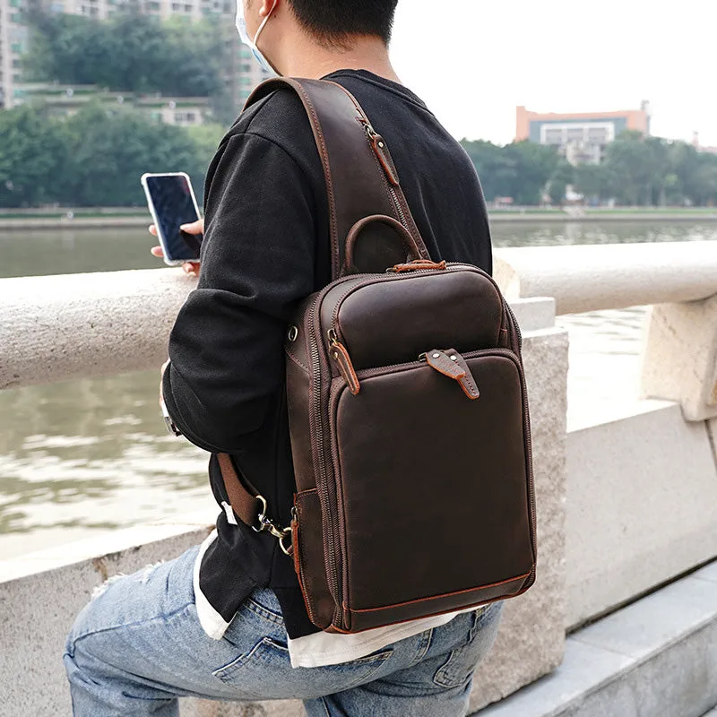 Crossbody Waterproof Short Trip Chest Leather Bag For Men - Horizon Leathers