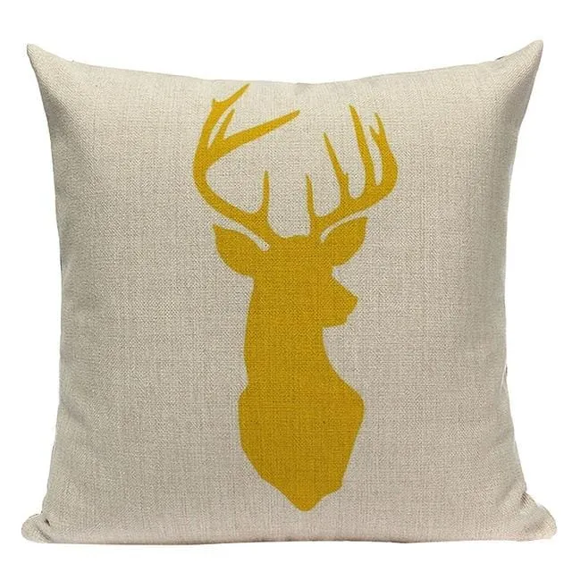 Custom Throw Pillow Covers Geometric Cushion Cover Nordic Decoration Home High Quality Yellow Deer Pillow Case For Pillow