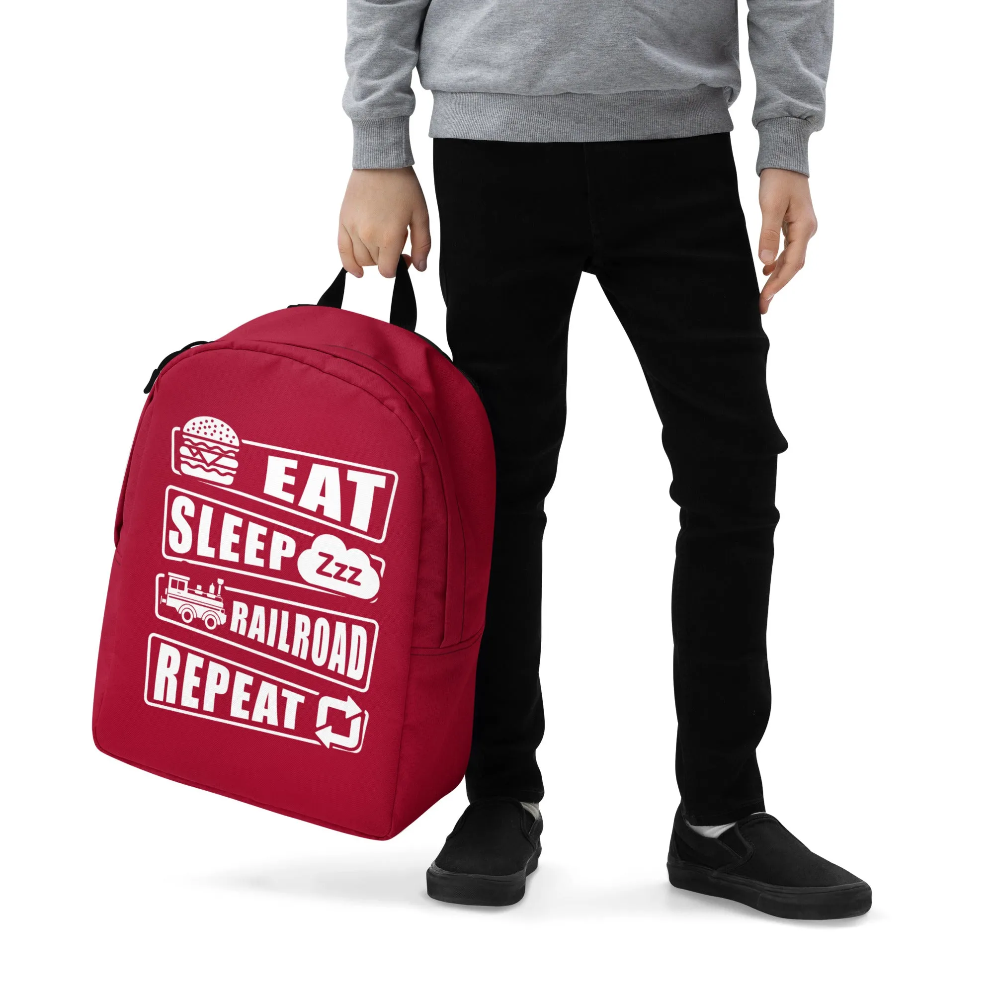 Eat, Sleep, Railroad, Repeat Minimalist Backpack