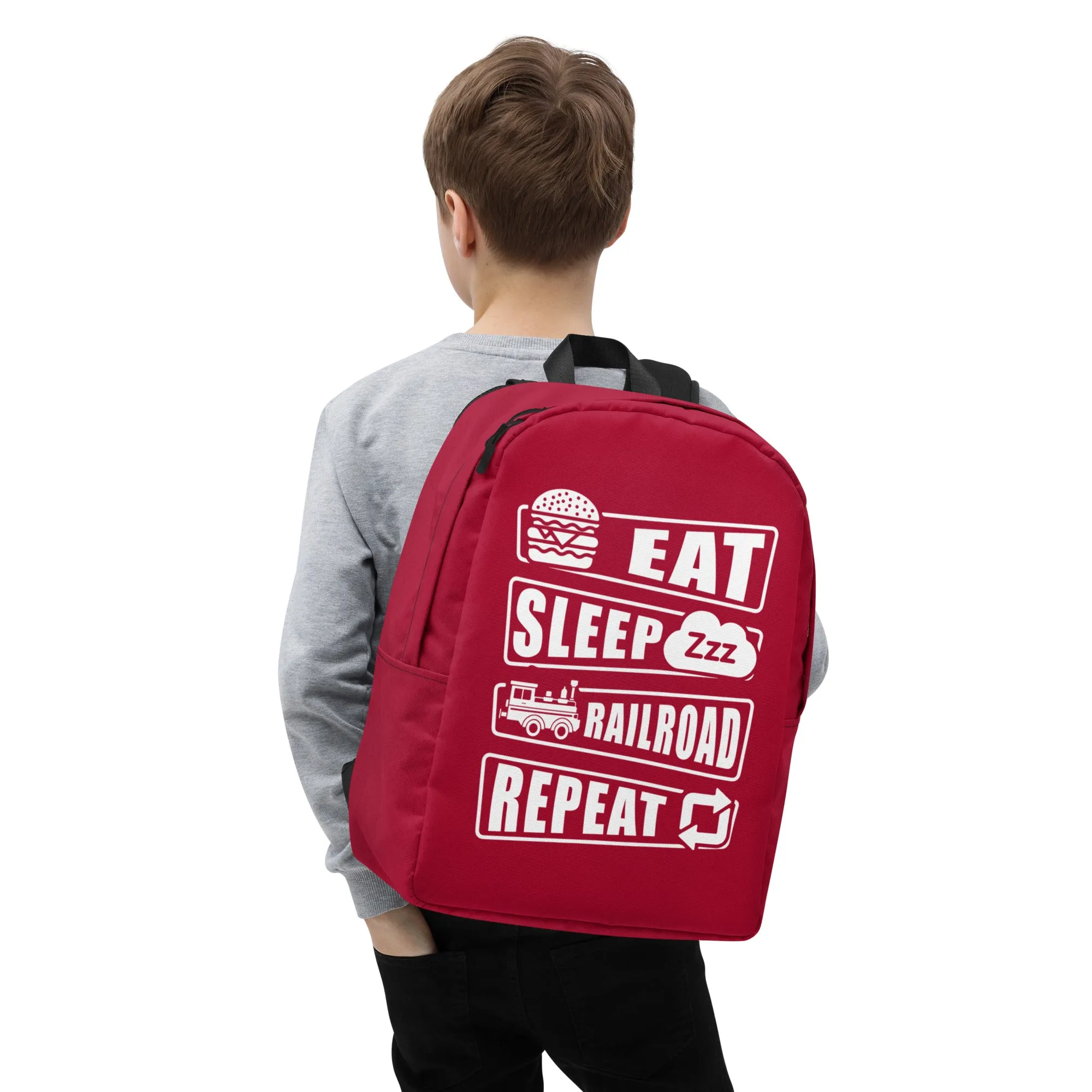 Eat, Sleep, Railroad, Repeat Minimalist Backpack