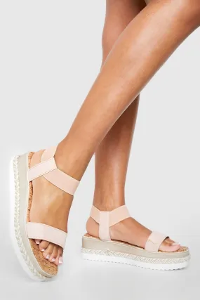 Elasticated Espadrille Detail Flatform Sandals