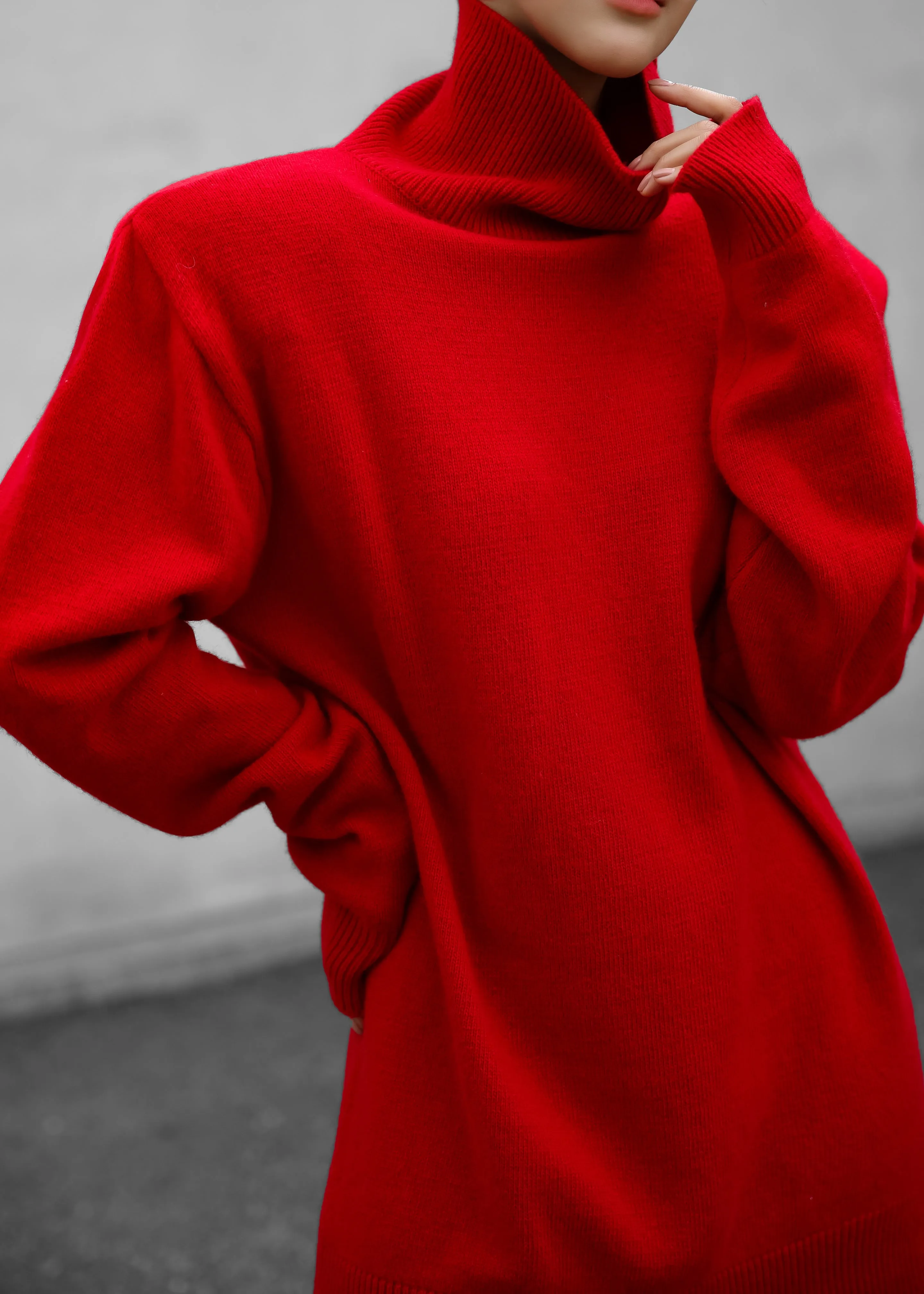 Emilia Mini Padded Sweater Dress - Red