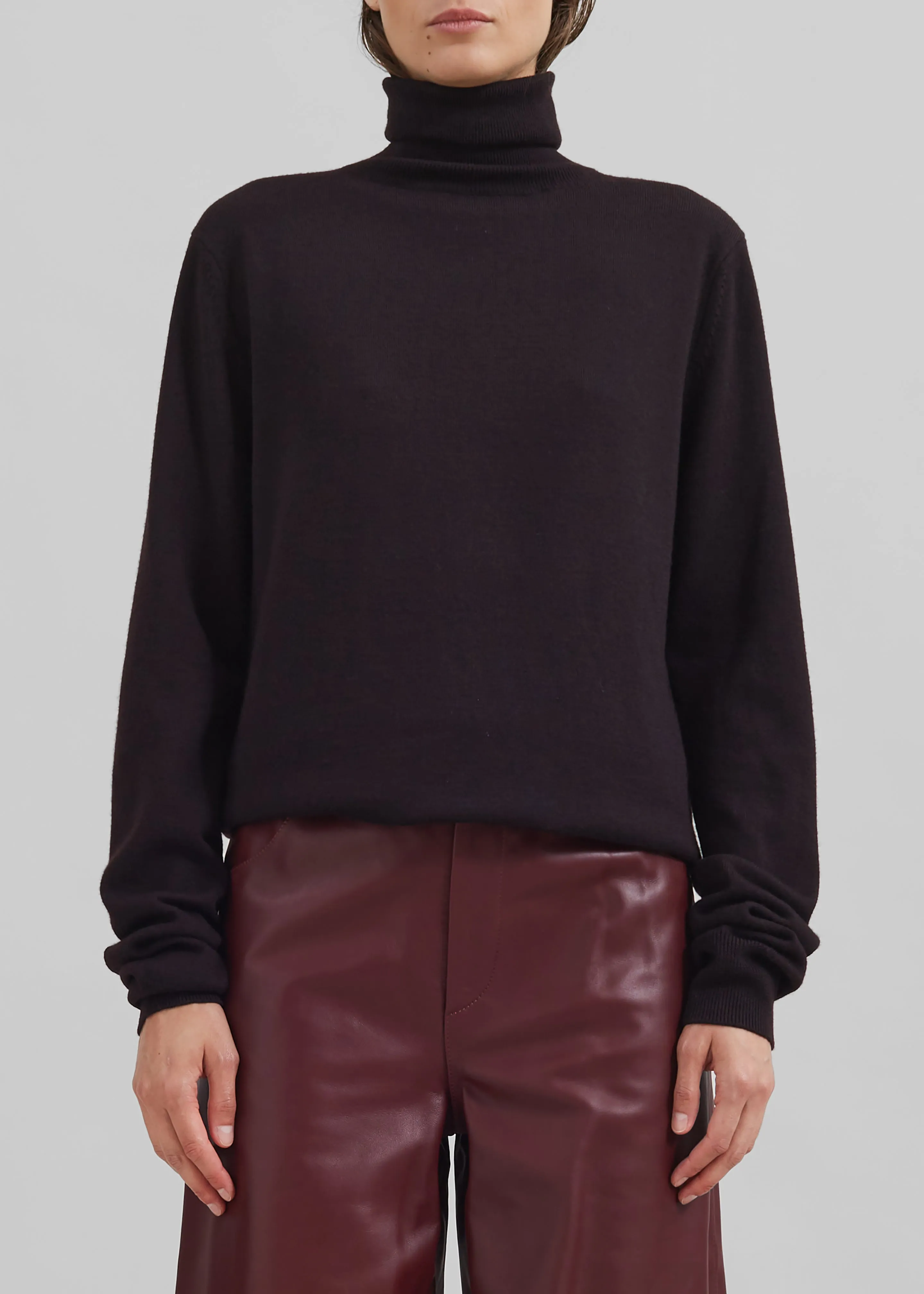 Eve Thin Turtleneck Sweater - Dark Plum