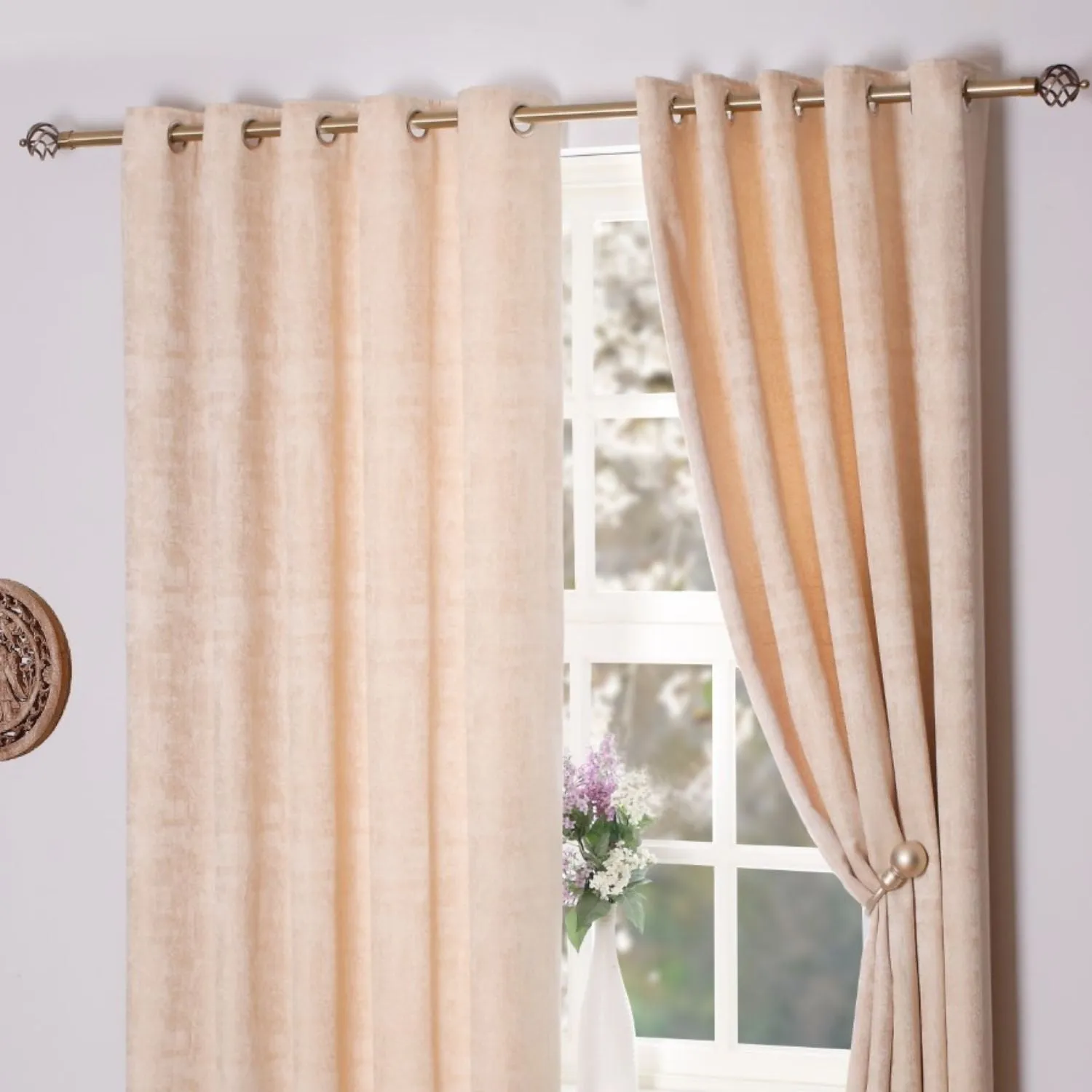 Fiesta Ring Top Curtains - Champagne