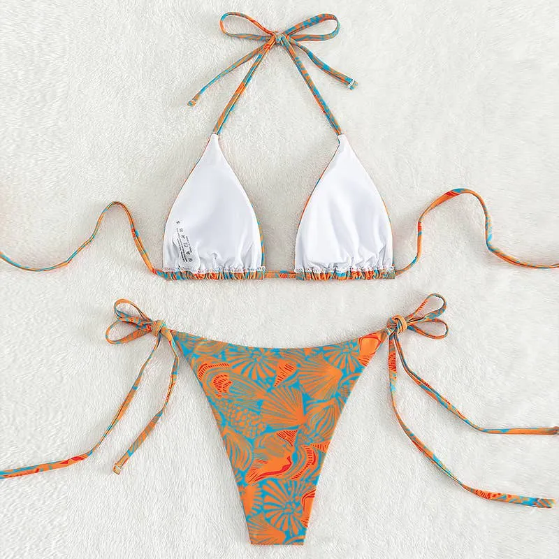 Floral Print Triangle Bikini