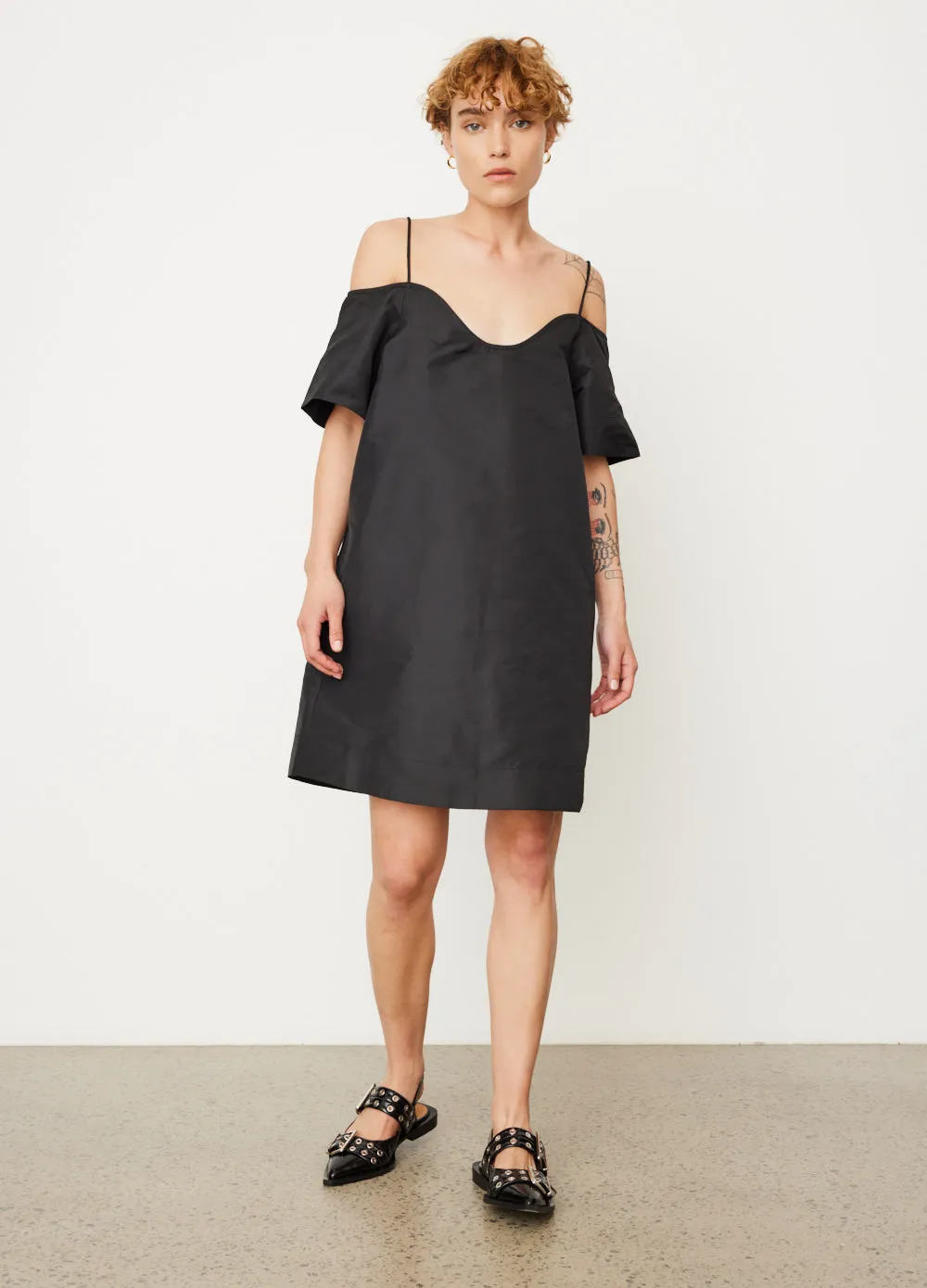 Ganni -  Beaded Taffeta Mini Dress - Dress