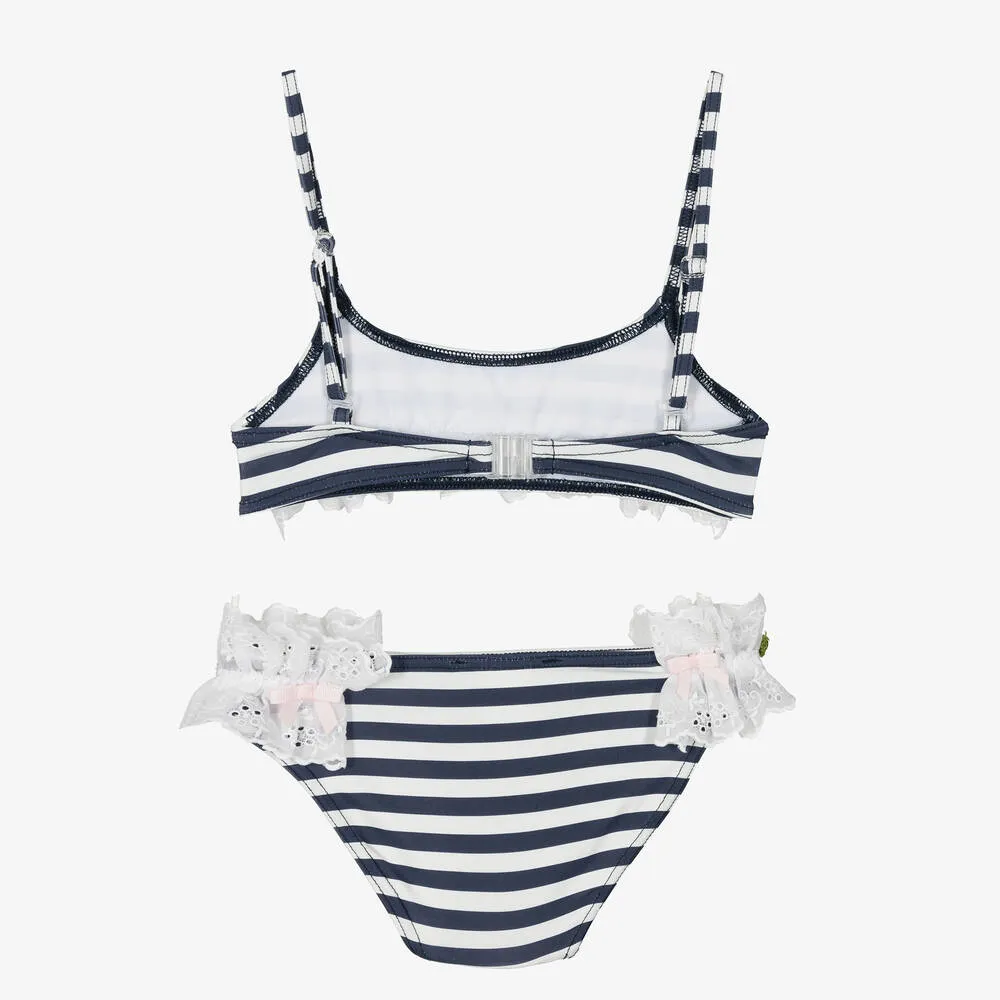 Girls Blue Striped Bikini