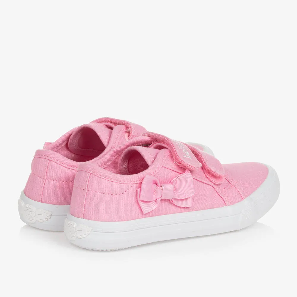 Girls Pink Canvas Bow Trainers