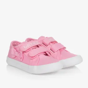 Girls Pink Canvas Bow Trainers