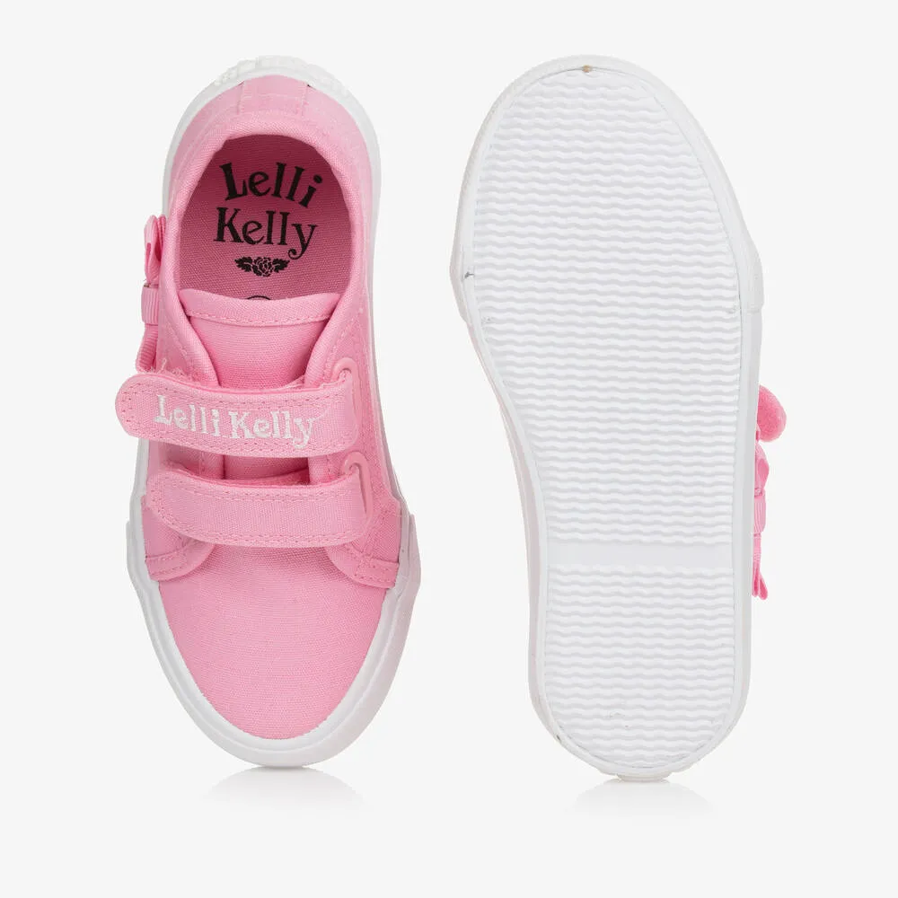 Girls Pink Canvas Bow Trainers