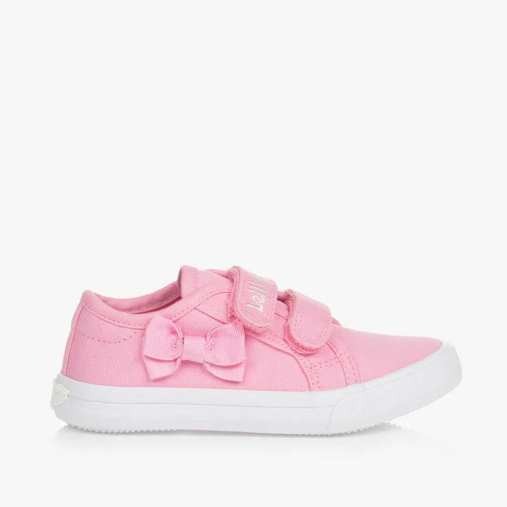 Girls Pink Canvas Bow Trainers