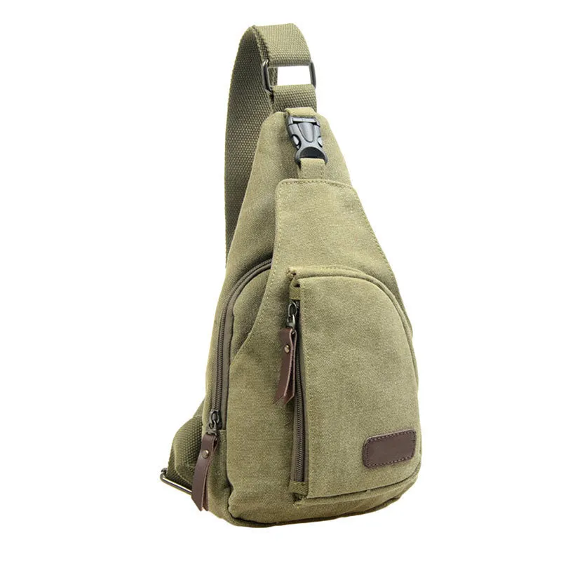 Goforward Mens Casual Canvas Unbalance Crossbody Shoulder Bag Chest Bag