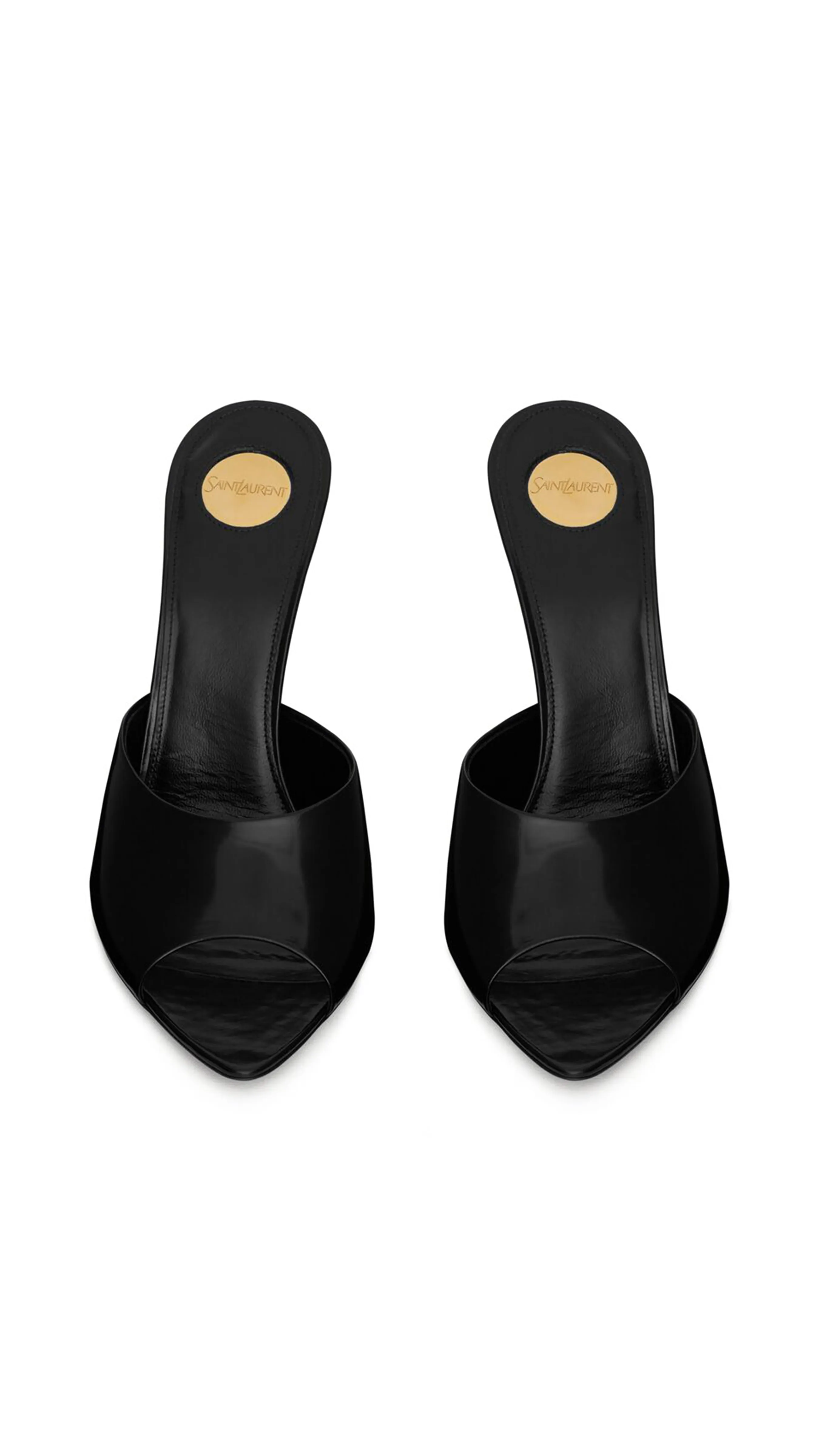 Goldie Mules in Glazed Leather - Black